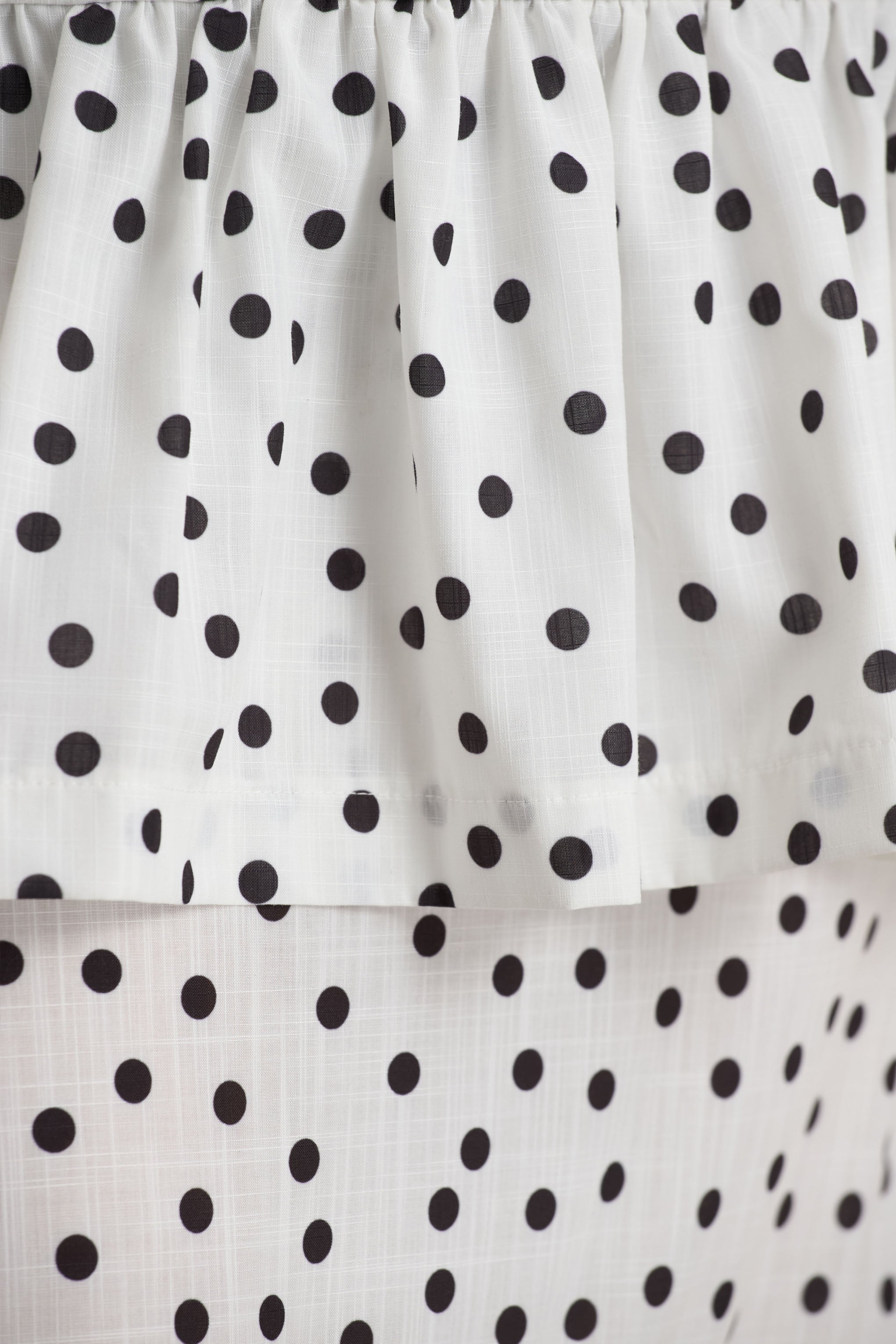 Emry | White Polka Dot High-Waist Maxi Skirt With Ruffle Detail-Sowoom