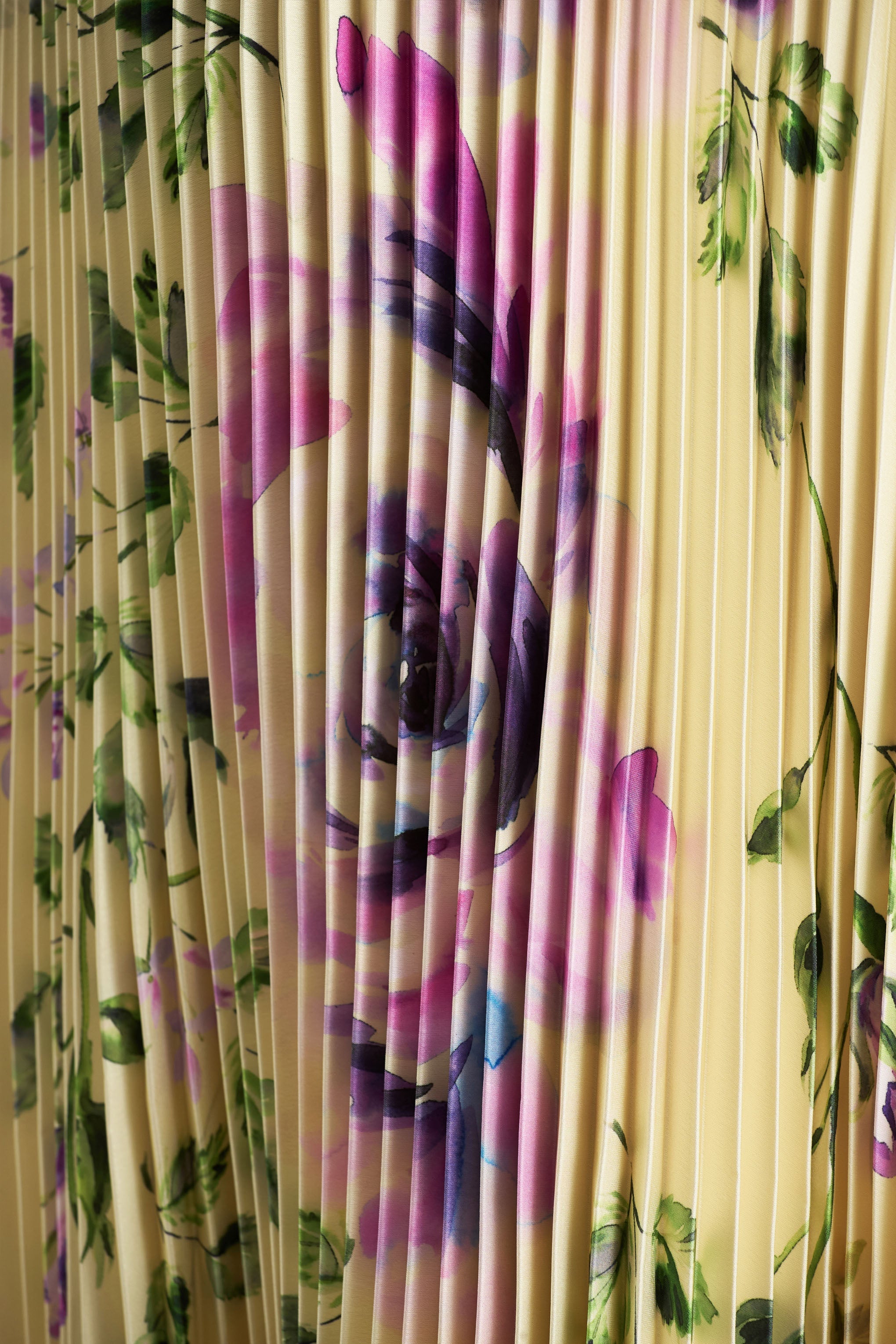 Bergamot | Lemon Rose Print Satin Sweetheart Maxi Dress-Sowoom