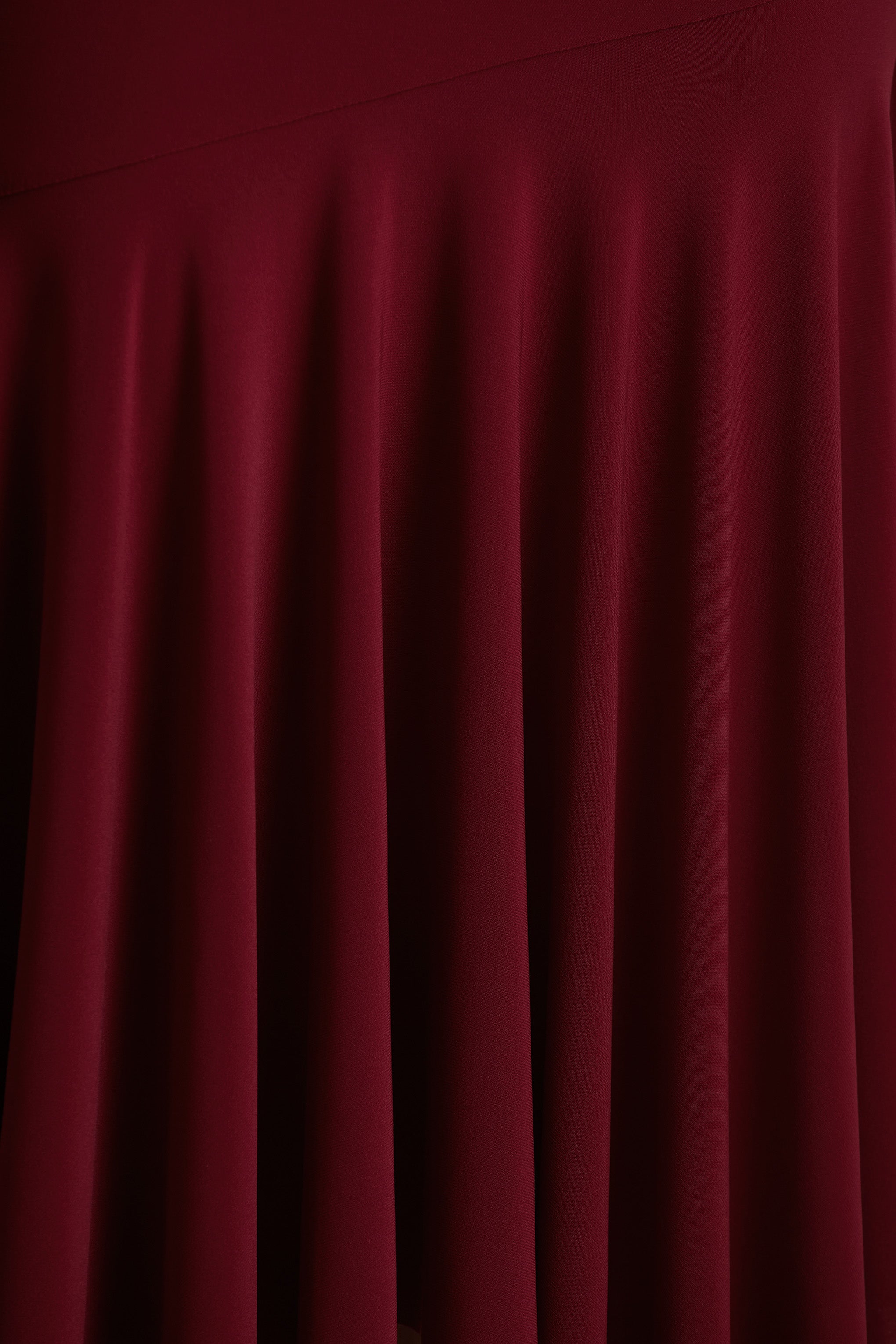 Isola | Burgundy Asymmetric-Neck Midi Dress With Hanky-Hem-Sowoom