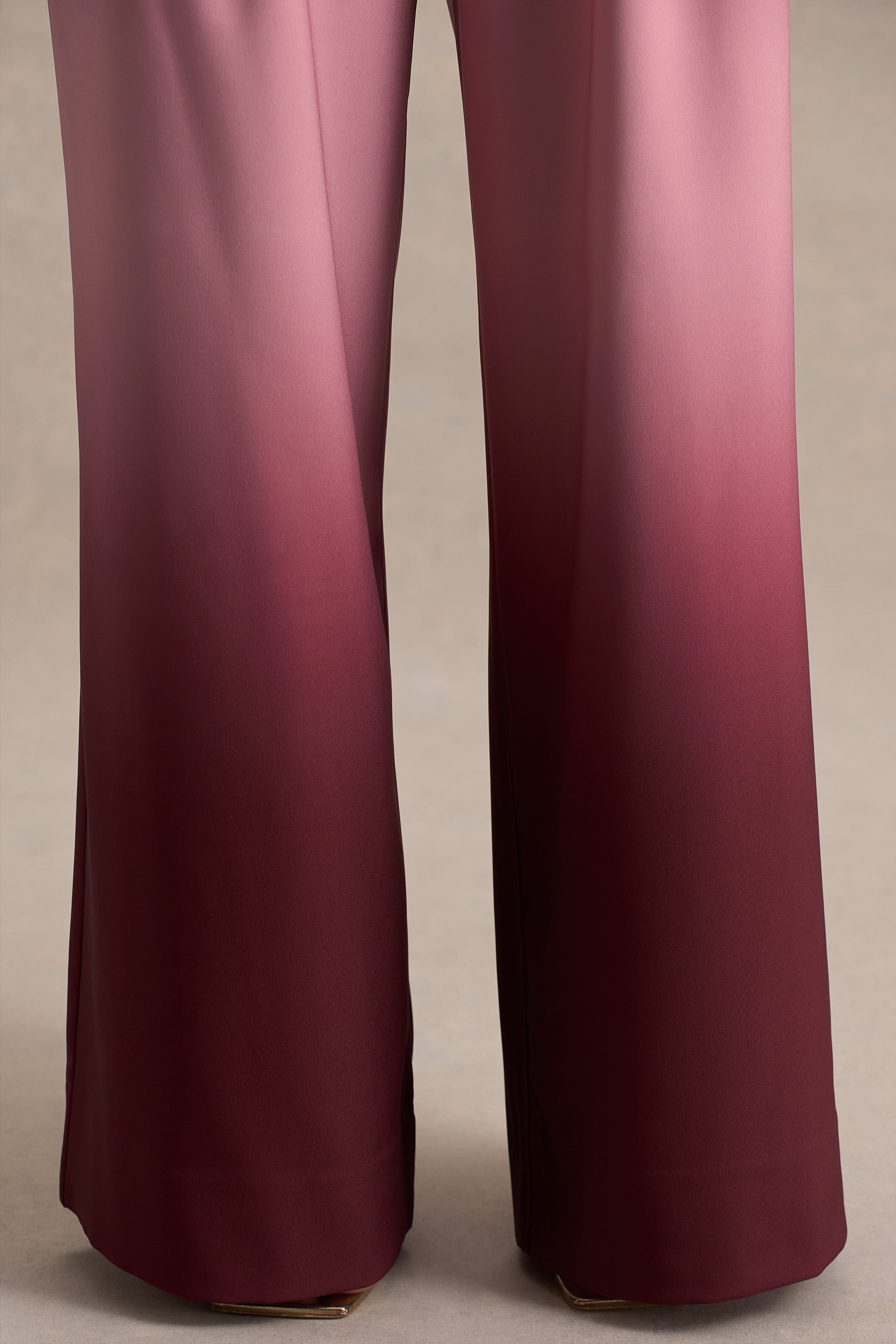 Safia | Cherry Ombre Satin Wide-Leg Trousers-Sowoom