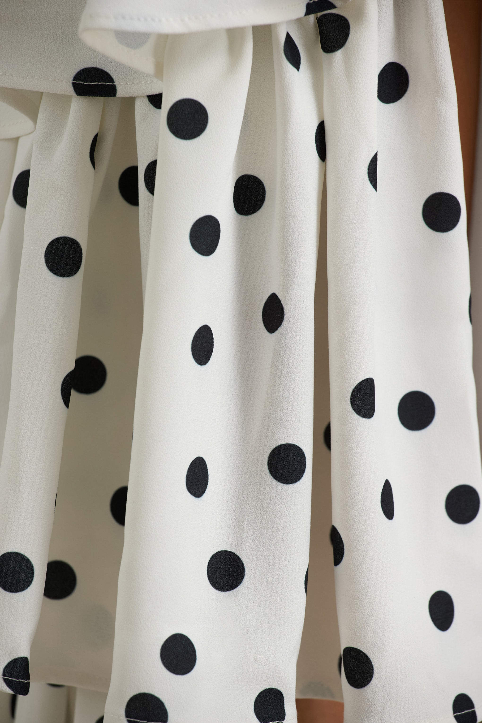 Bogota | Polka Dot Plunge-Neck Maxi Dress With Ruffling Details And Front High Split-Sowoom