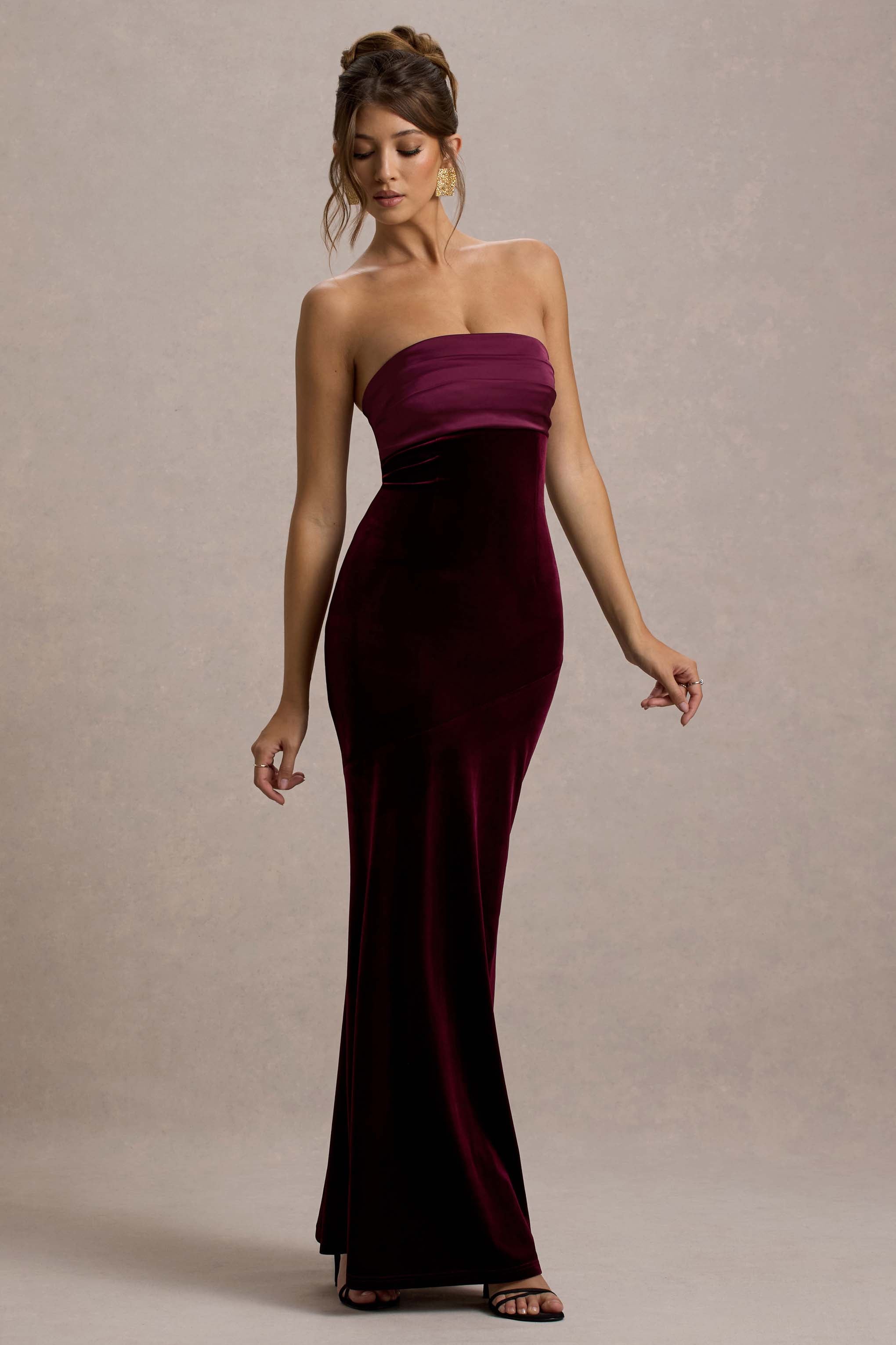 Ambrosi | Port Velvet Bandeau Maxi Dress-Sowoom