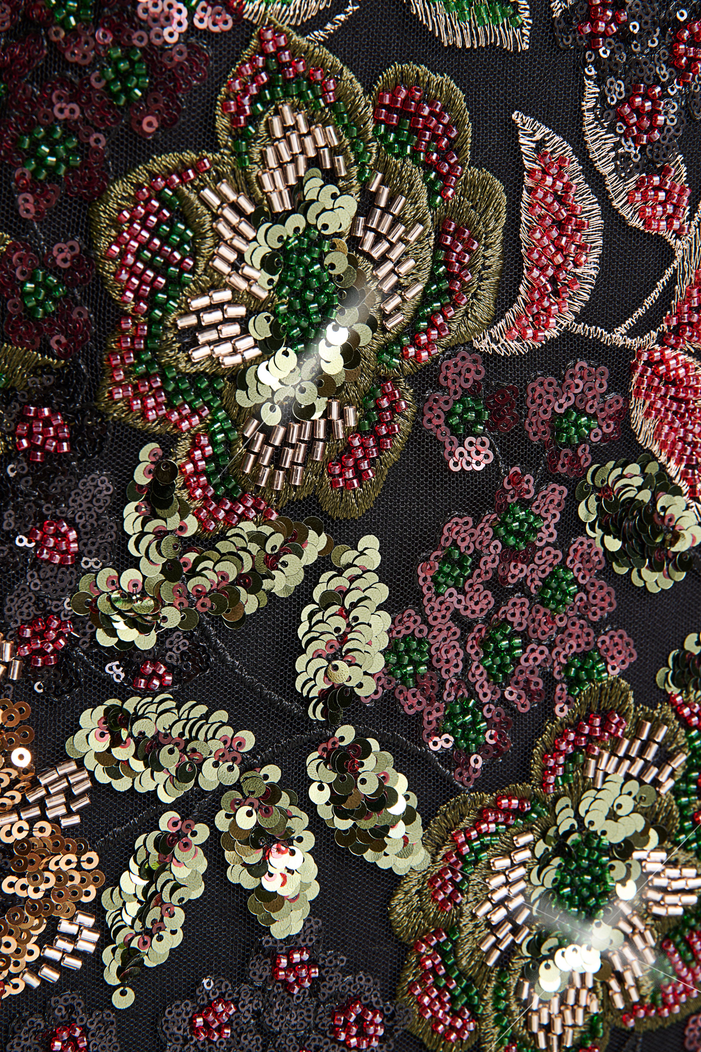 Cora | Winter Floral Embellished Mesh Bandeau Maxi Dress With Scarf-Sowoom