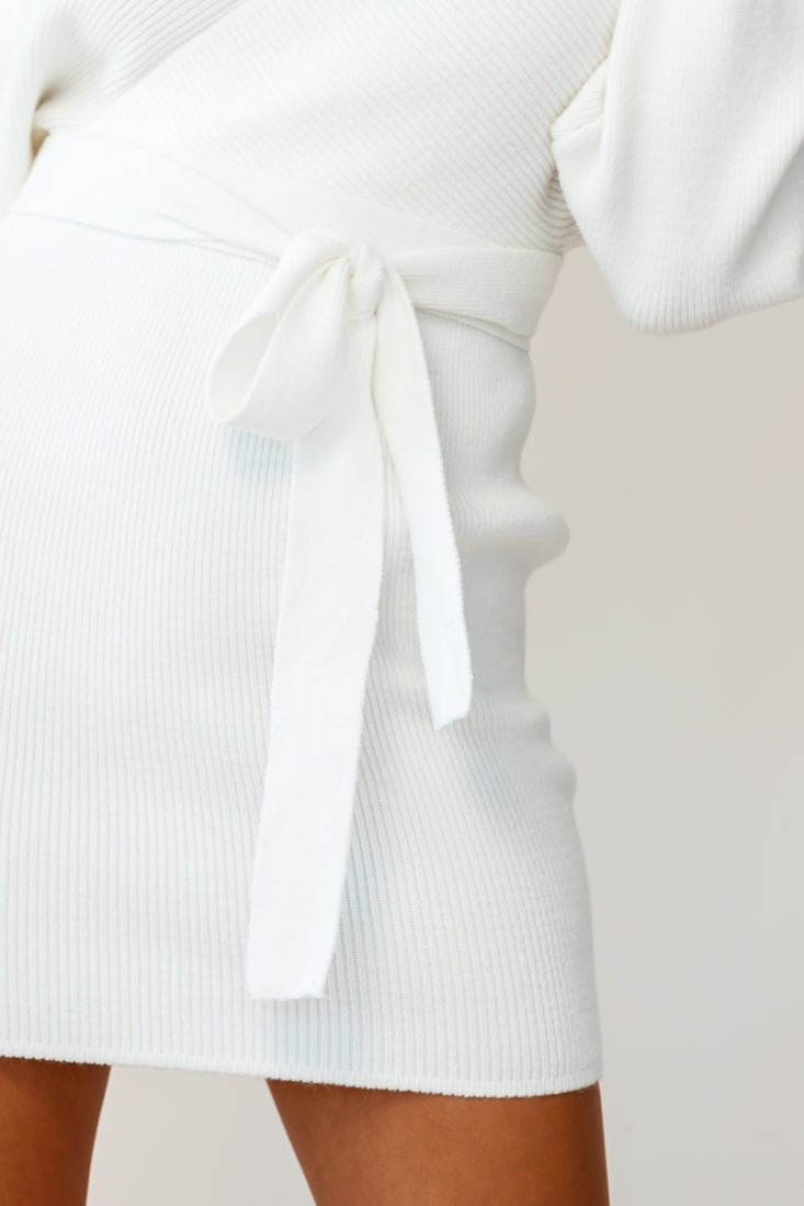 Cameo Batwing Knit Dress Ivory-Maymioy