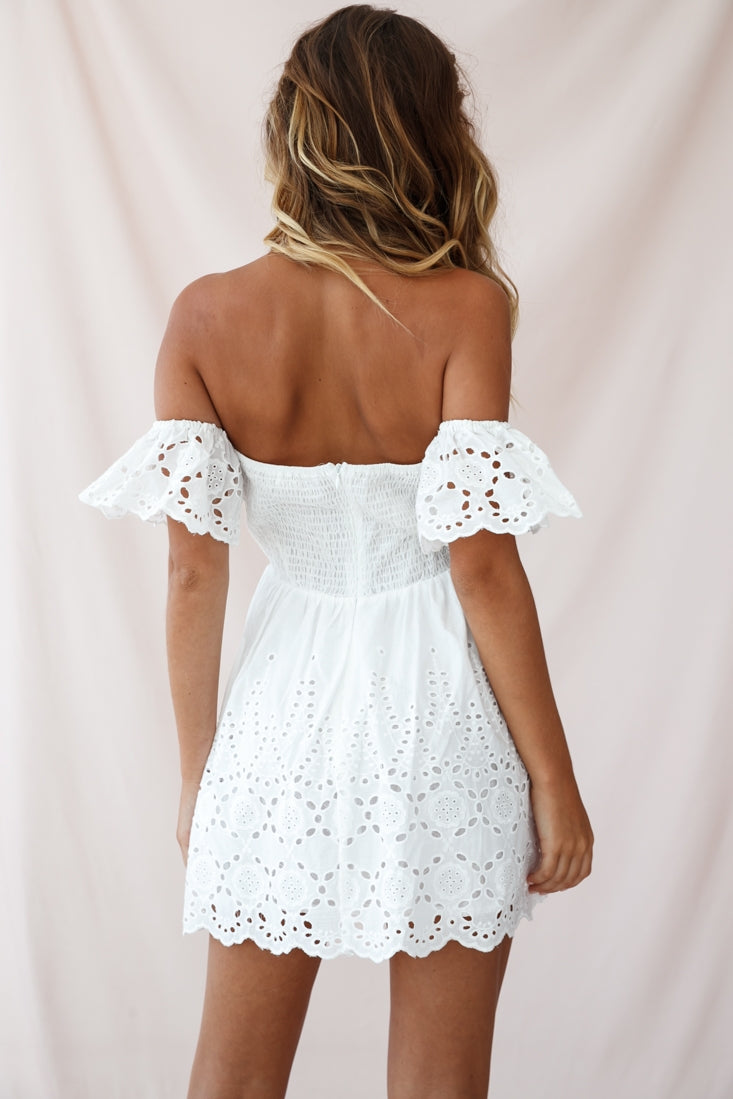 Chiara Off-Shoulder Sweetheart Neckline Dress White-Maymioy
