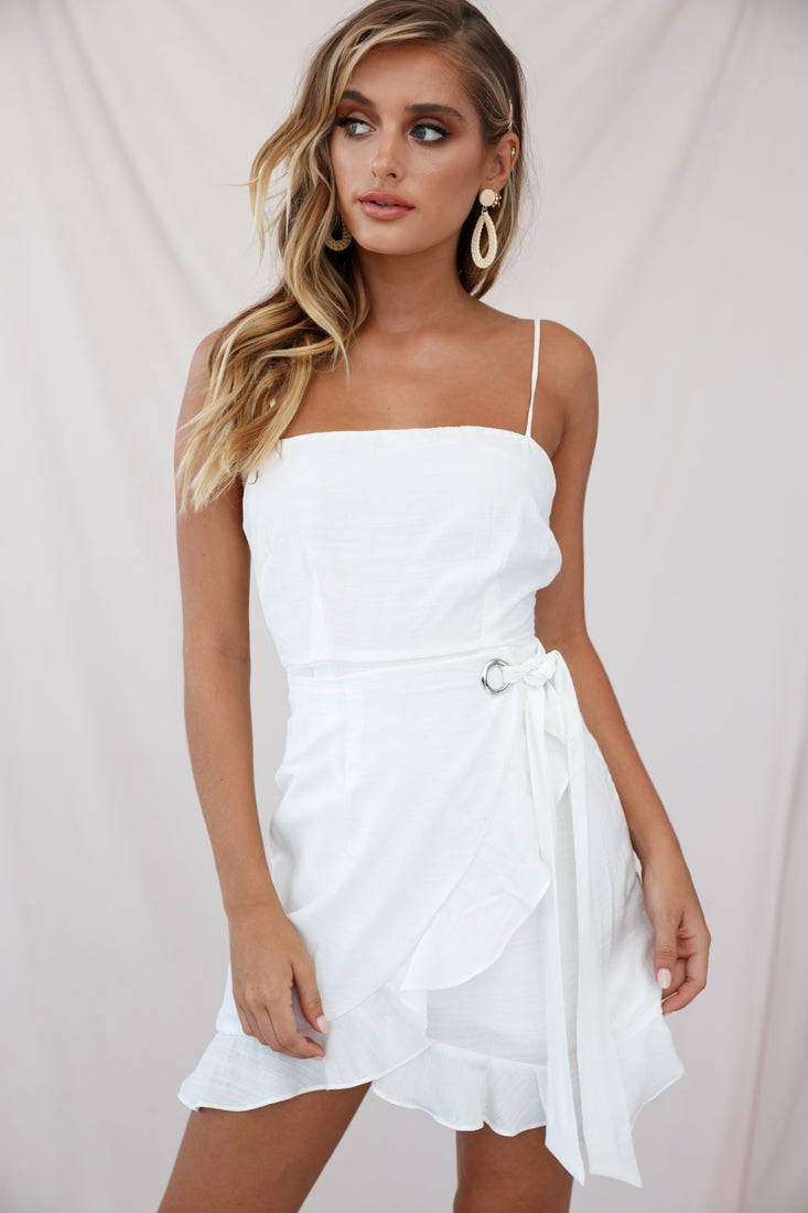 Pepita Cami Strap Wrap Dress White-Maymioy