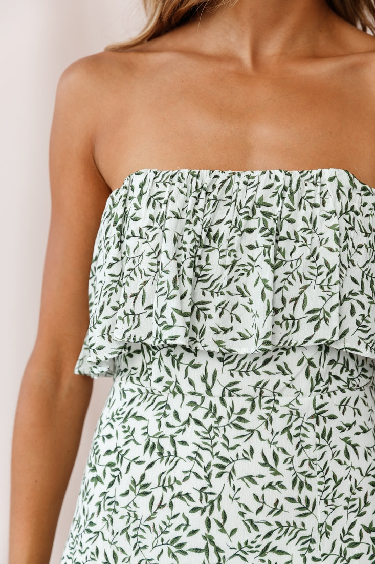 Kiya Layered Bandeau Maxi Dress White Floral Print-Maymioy