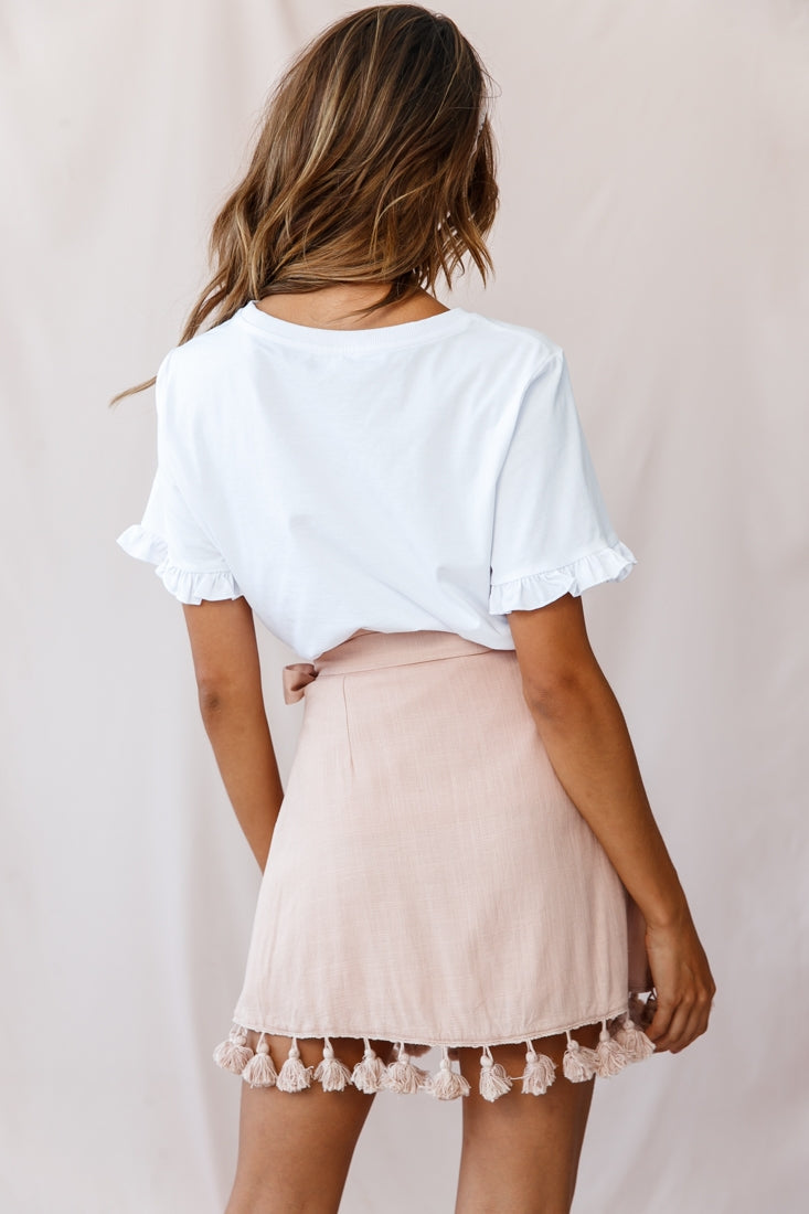 Kris Tassel Trimmed Wrap Skirt Mocha-Maymioy