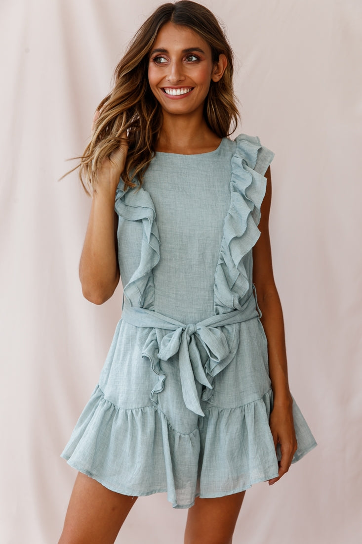 Easy Breezy Sleeveless Swing Dress Sage-Maymioy