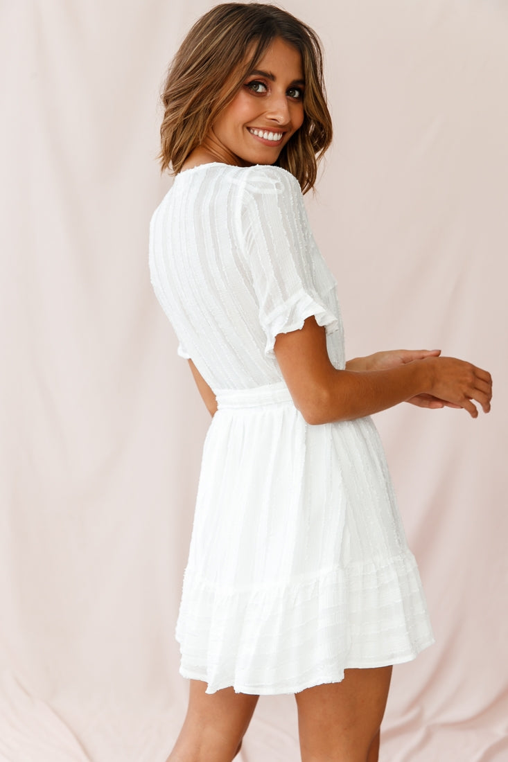 Rubi V-Neckline Wrap Dress White-Maymioy