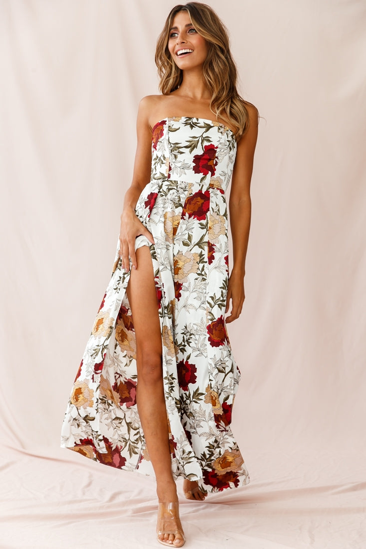 Yuzu Wide Leg Bandeau Jumpsuit White-Maymioy