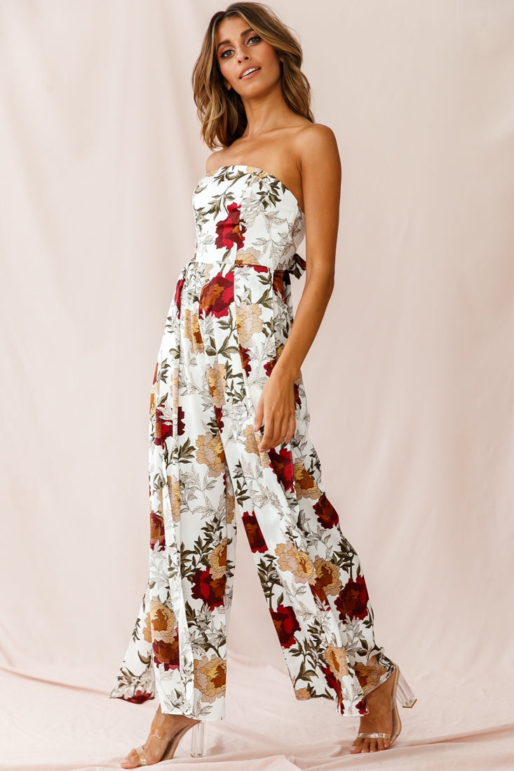 Yuzu Wide Leg Bandeau Jumpsuit White-Maymioy