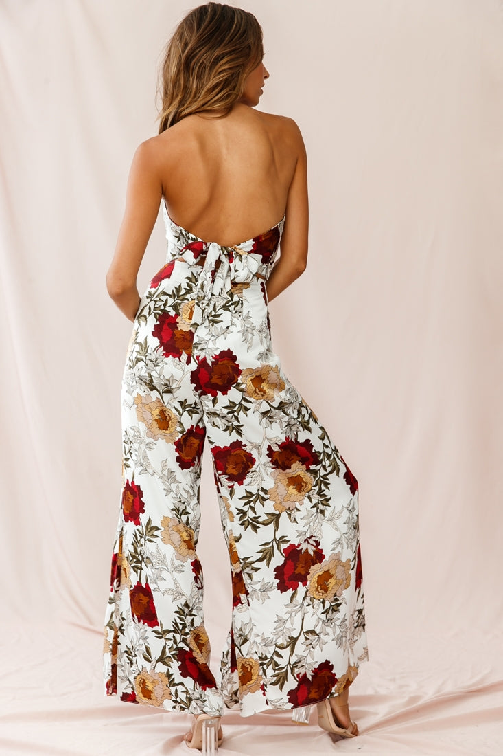 Yuzu Wide Leg Bandeau Jumpsuit White-Maymioy