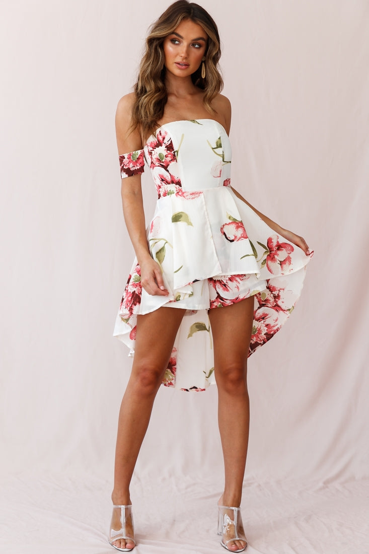 Jessa High-low Summer Brunch Romper Off White-Maymioy