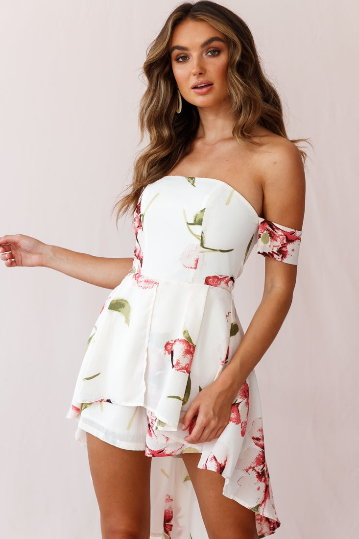 Jessa High-low Summer Brunch Romper Off White-Maymioy