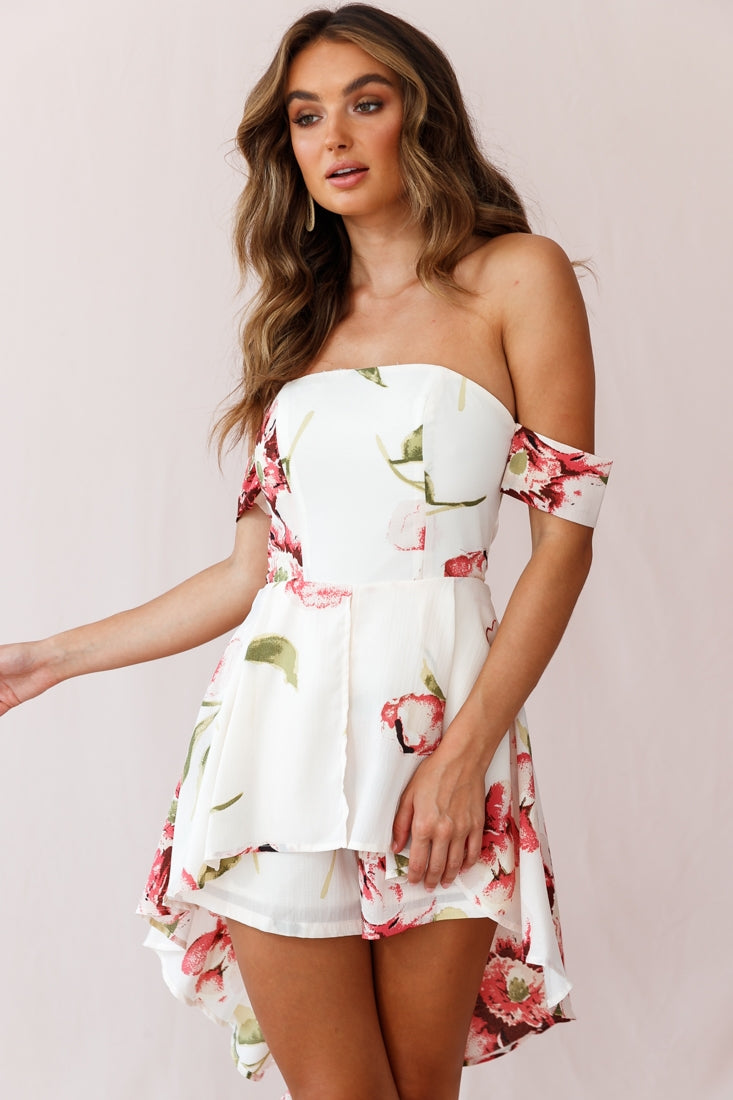 Jessa High-low Summer Brunch Romper Off White-Maymioy