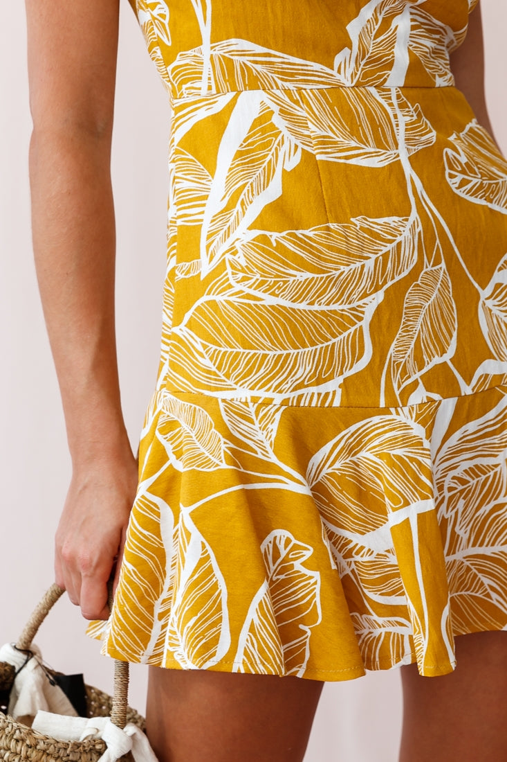 Therese Tropi-cool Mini Dress Mustard-Maymioy