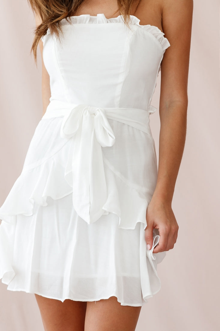Chase Strapless Tie-Knot Back Dress White-Maymioy
