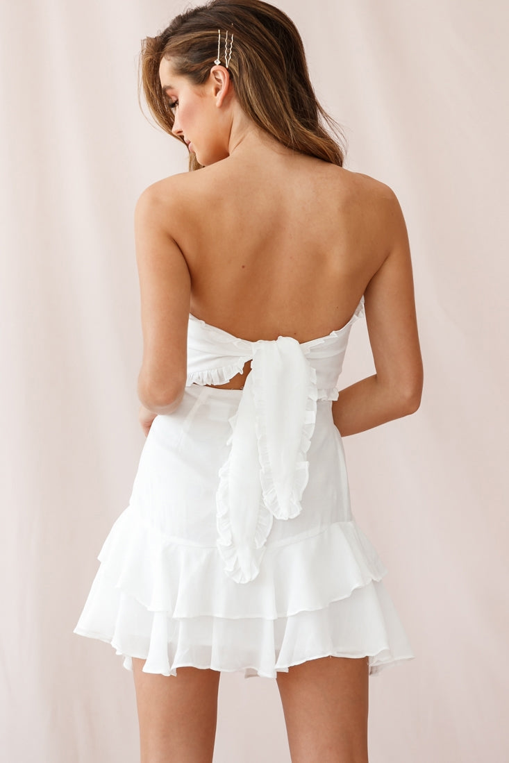 Chase Strapless Tie-Knot Back Dress White-Maymioy