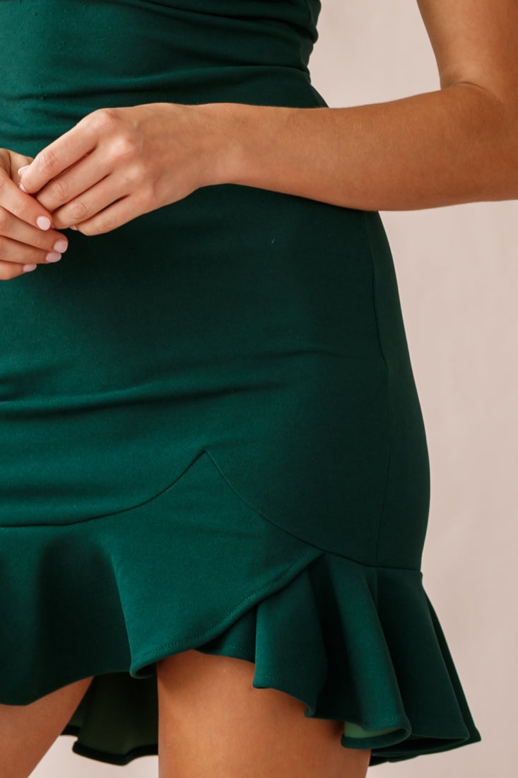 Emoji Bodycon Mini Dress Forest Green-Maymioy