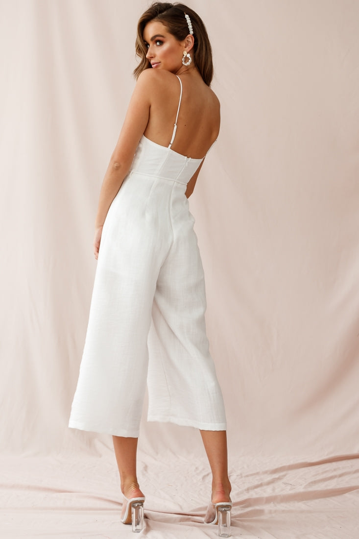 Charlie Structured Wide Leg Jumpsuit White-Maymioy