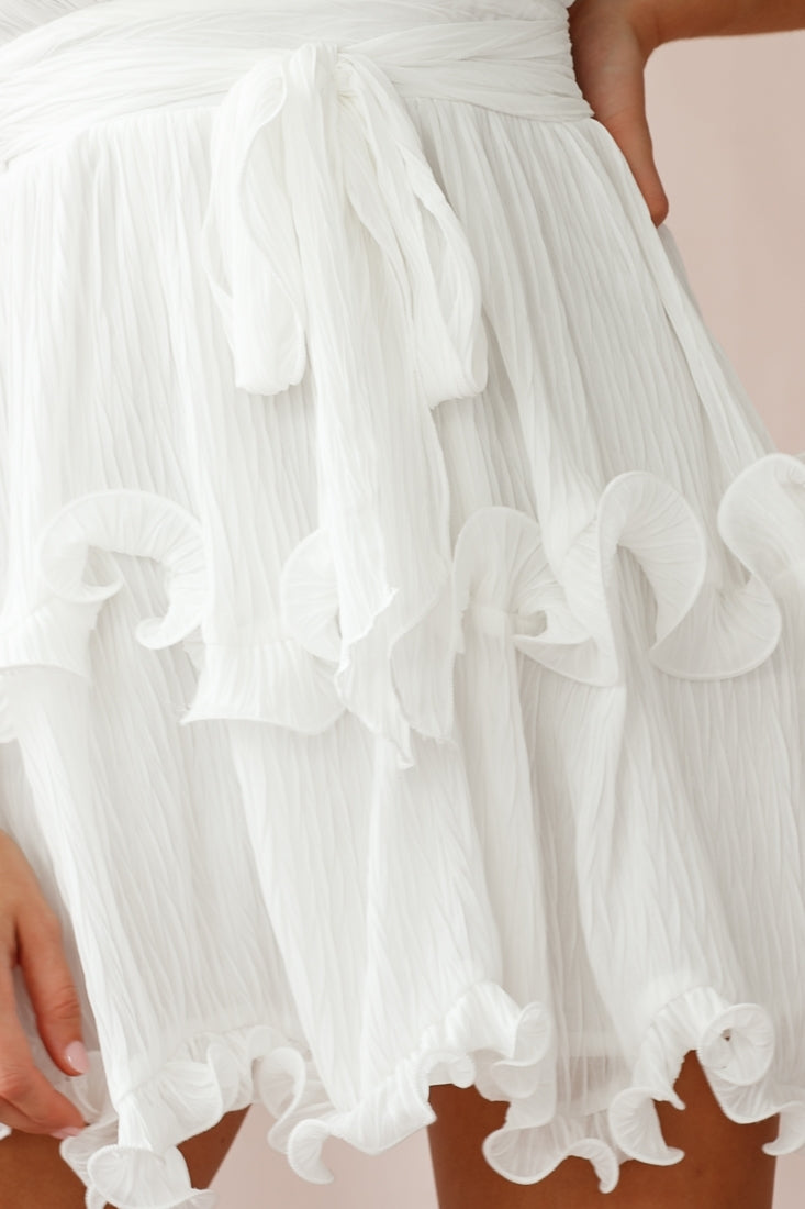 Greta Cami Strap Frill Chiffon Dress White-Maymioy