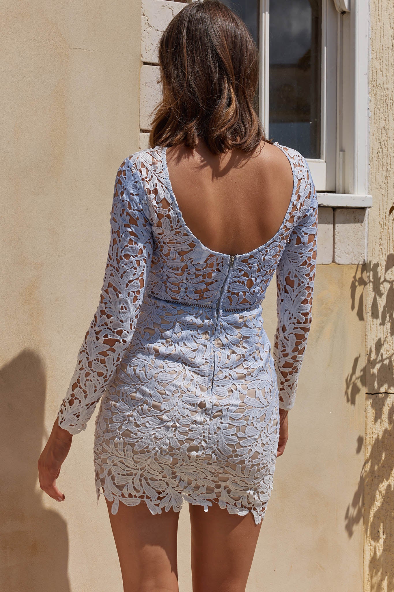 Rylee Floral Lace Overlay Mini Dress Lavender-Maymioy