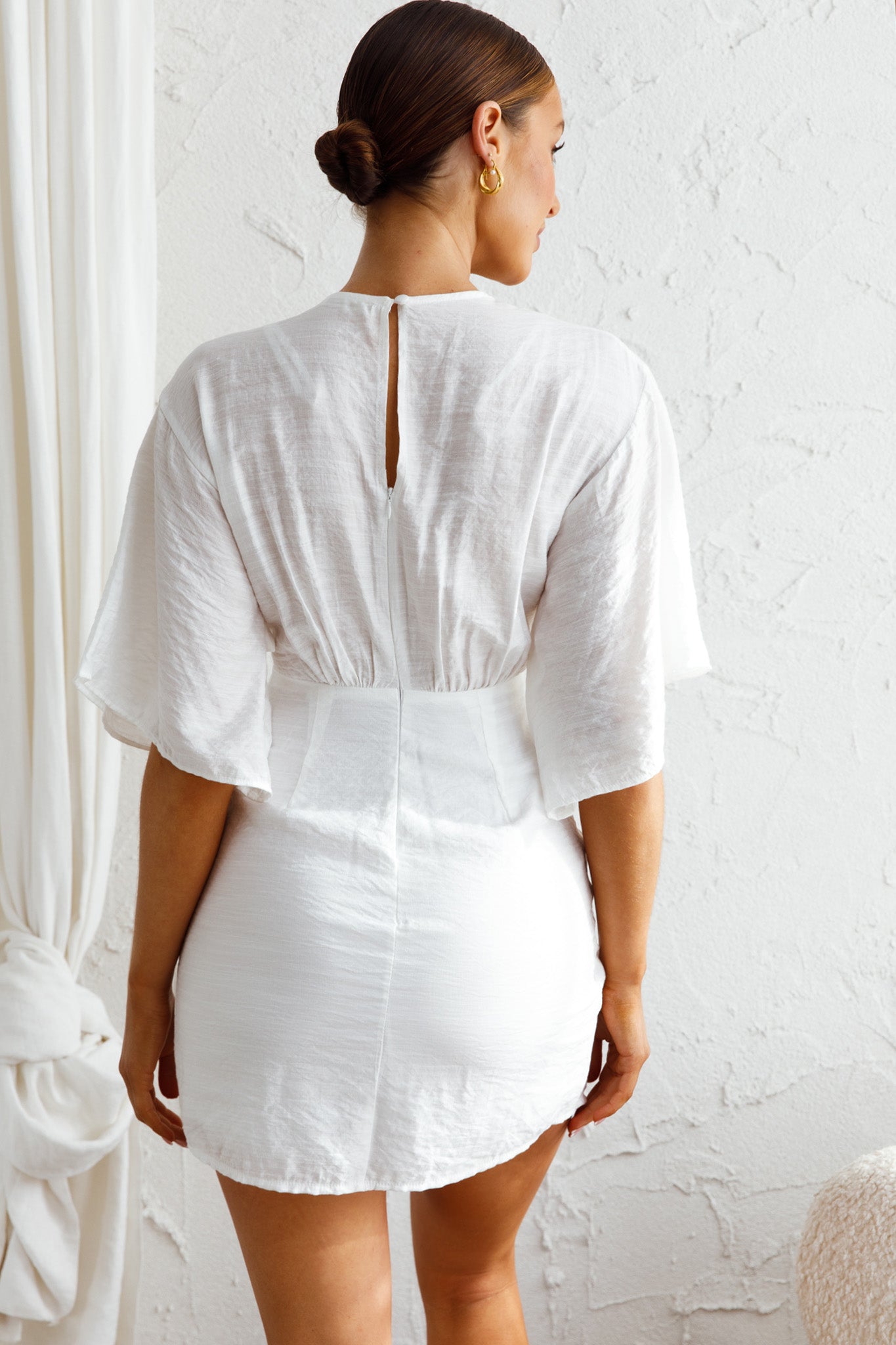 Rivera Tied Bust Cut-Out Dress White-Maymioy