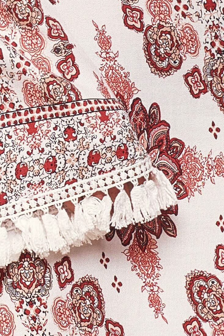 Sujata Bohemian Fringe Tunic Dress White-Maymioy