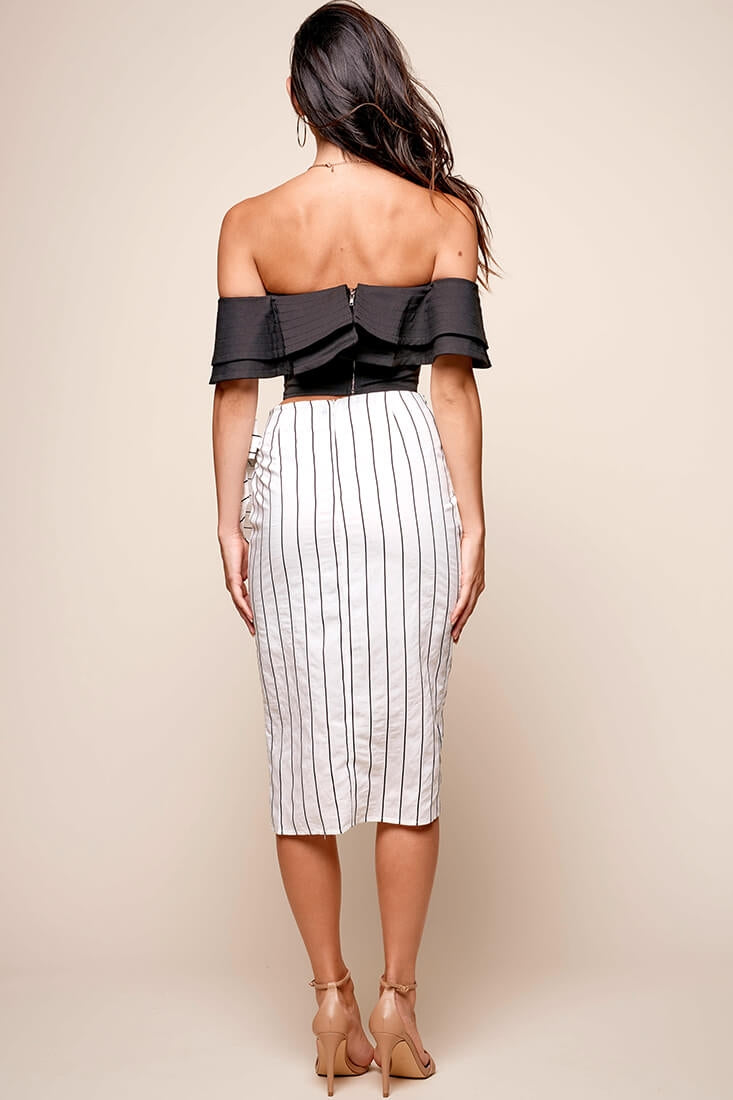 Vanessa Pleated Wrap Midi Skirt White-Maymioy