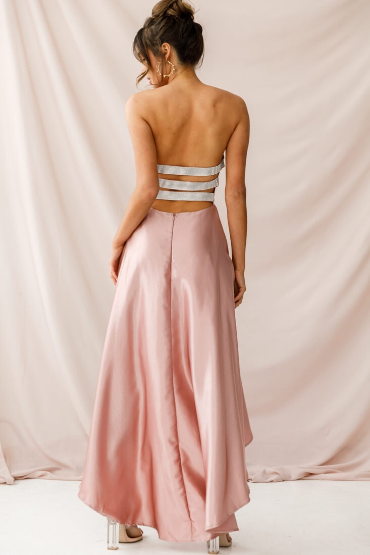 Belle Strapless High-Low Hem Dress Mocha-Maymioy