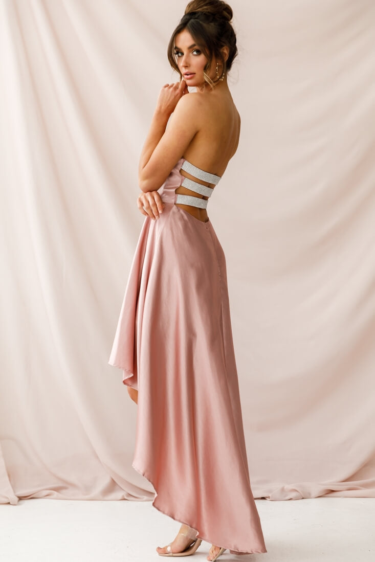 Belle Strapless High-Low Hem Dress Mocha-Maymioy