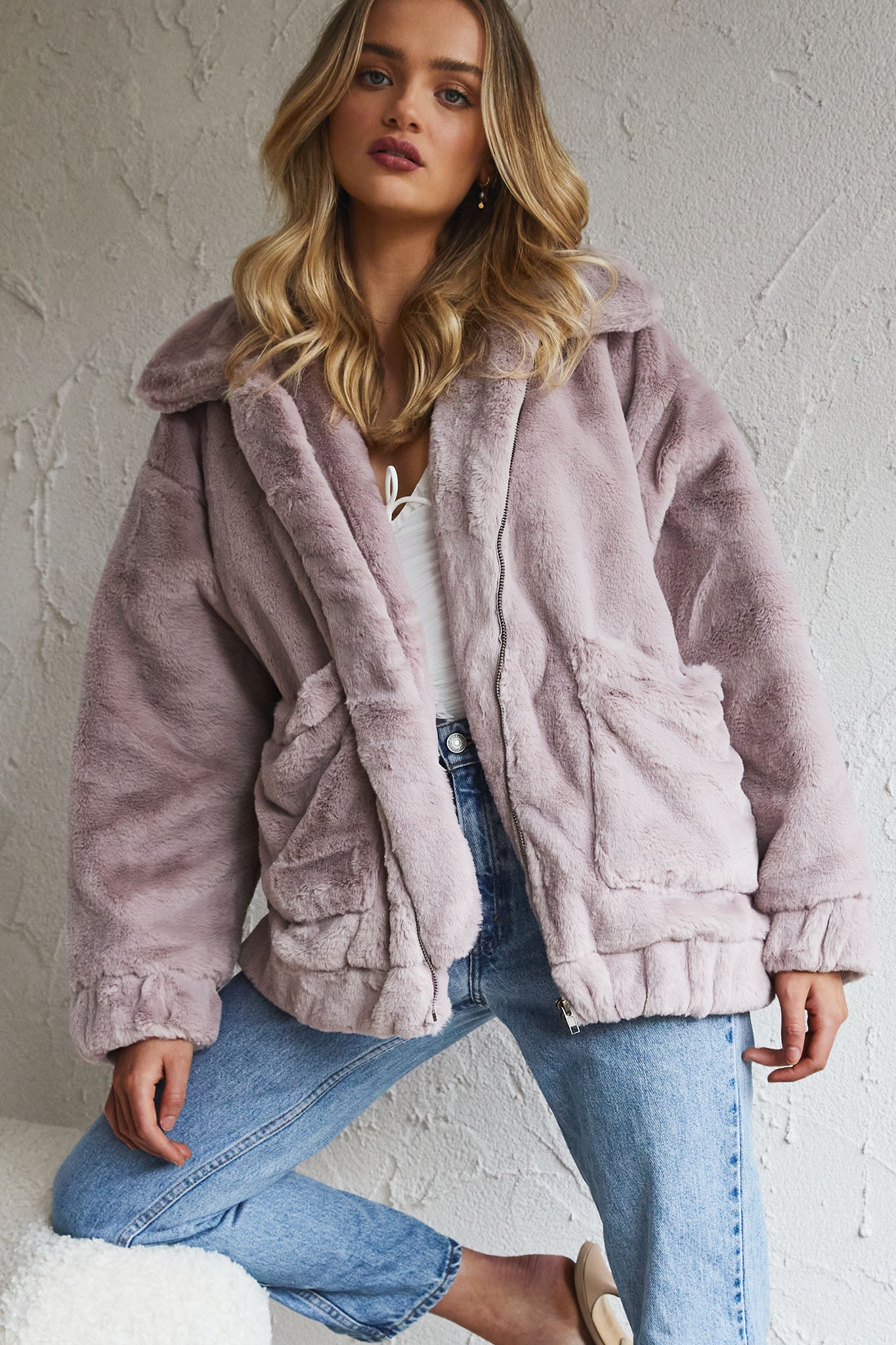 Chamonix Collared Zip Front Jacket Mauve-Maymioy