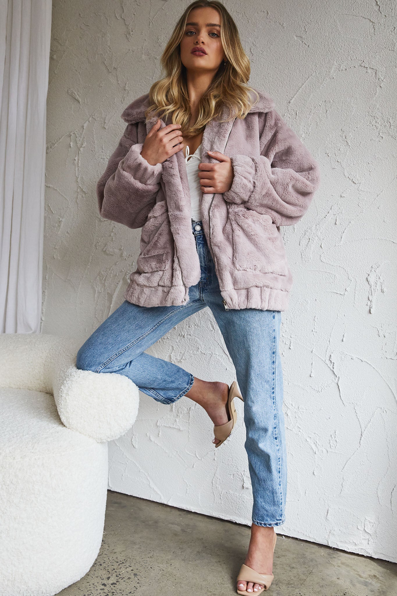 Chamonix Collared Zip Front Jacket Mauve-Maymioy