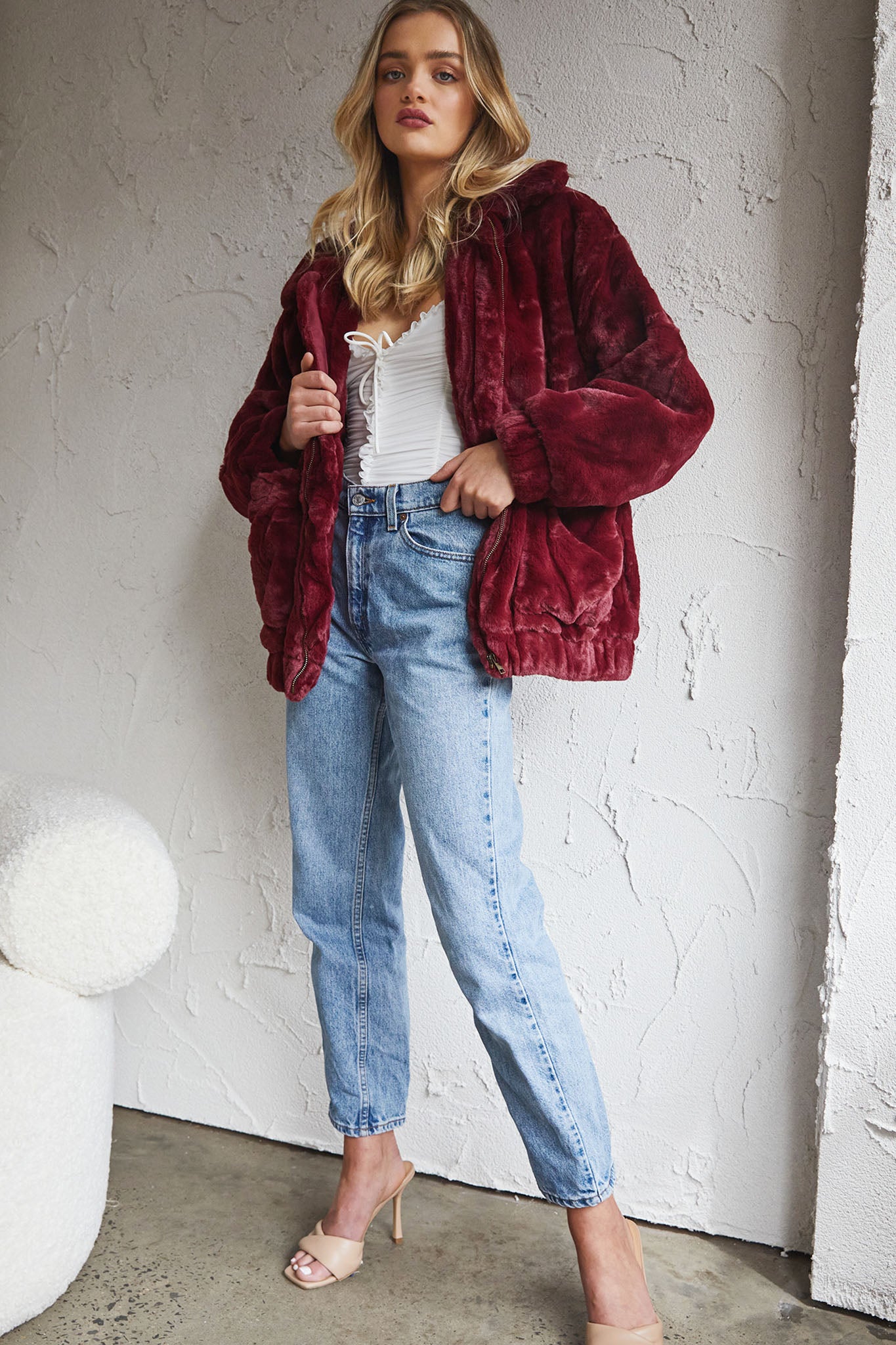 Chamonix Collared Zip Front Jacket Wine-Maymioy