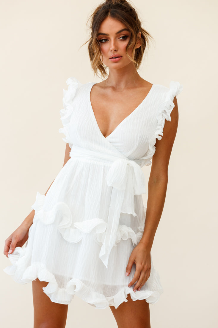 Greta Sleeveless Tiered Ruffle Chiffon Dress White-Maymioy