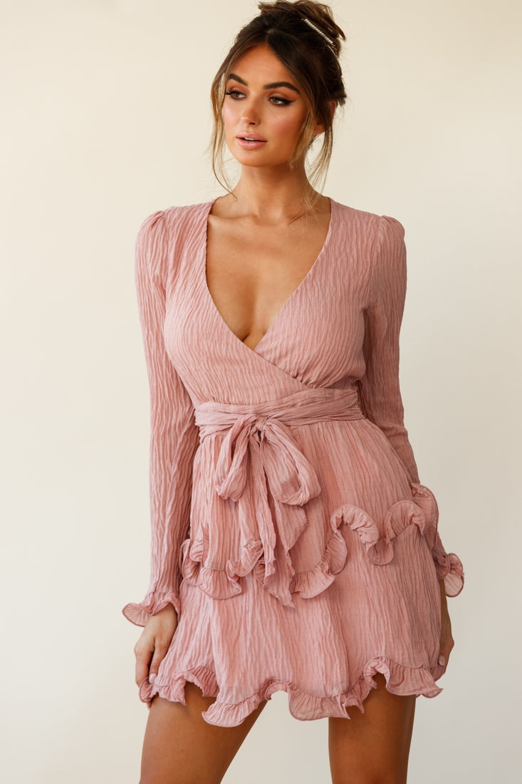 Greta Tiered Ruffle Chiffon Dress Rose-Maymioy
