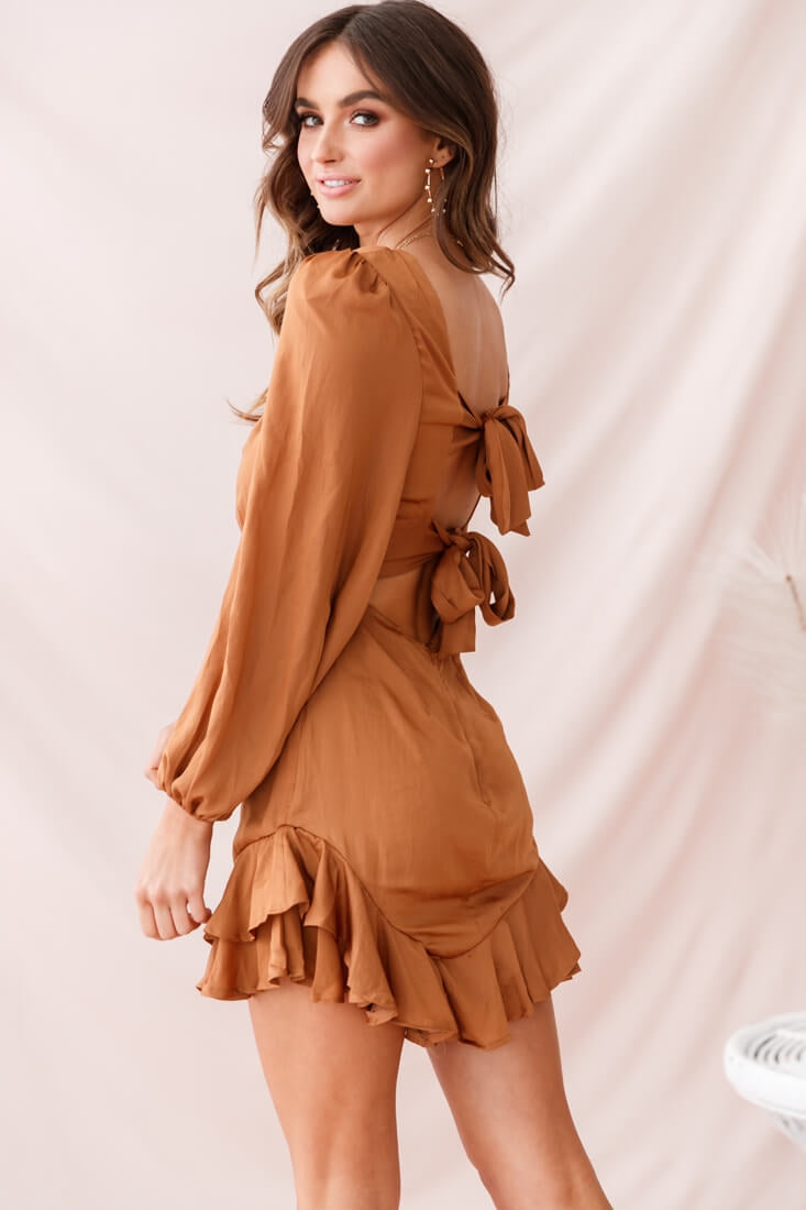 Sydney Double Bow Back Dress Copper-Maymioy
