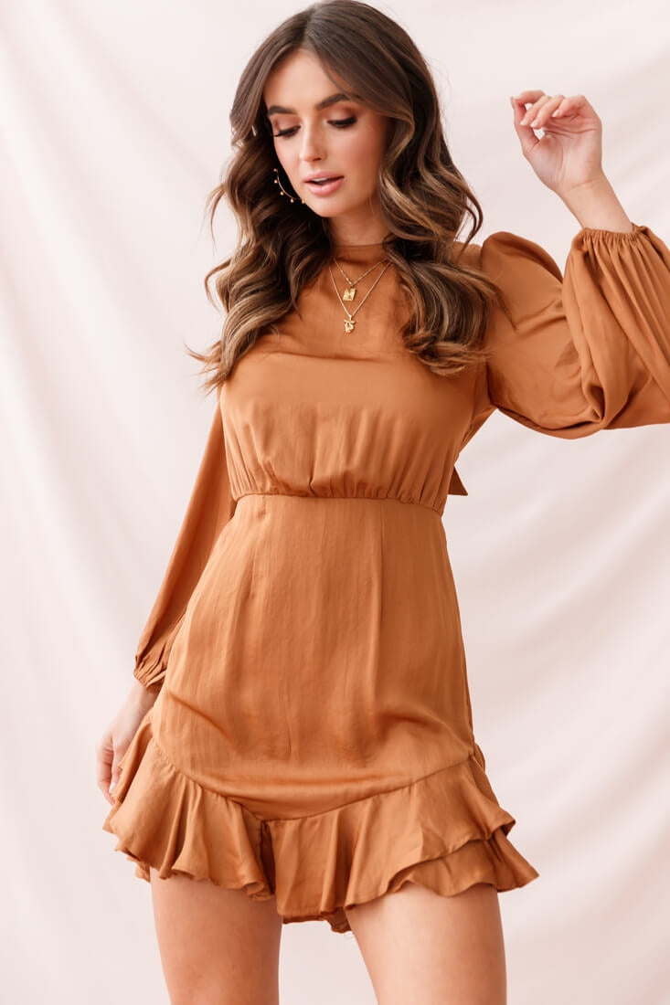 Sydney Double Bow Back Dress Copper-Maymioy