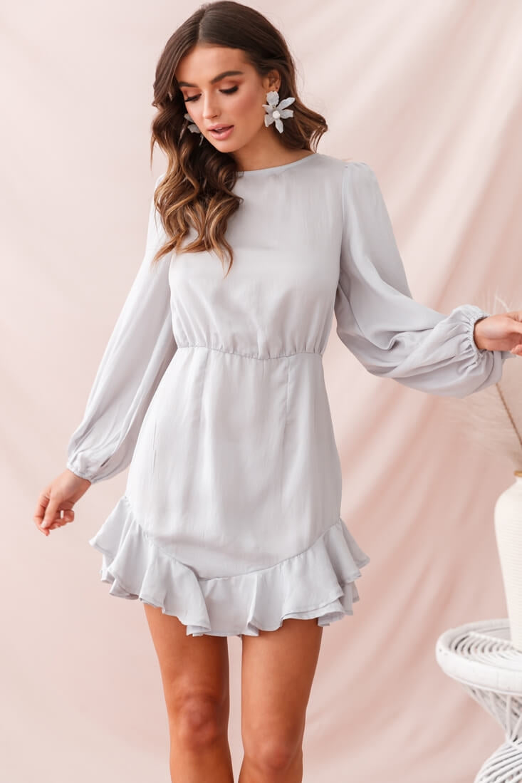 Sydney Double Bow Back Dress Silver-Maymioy