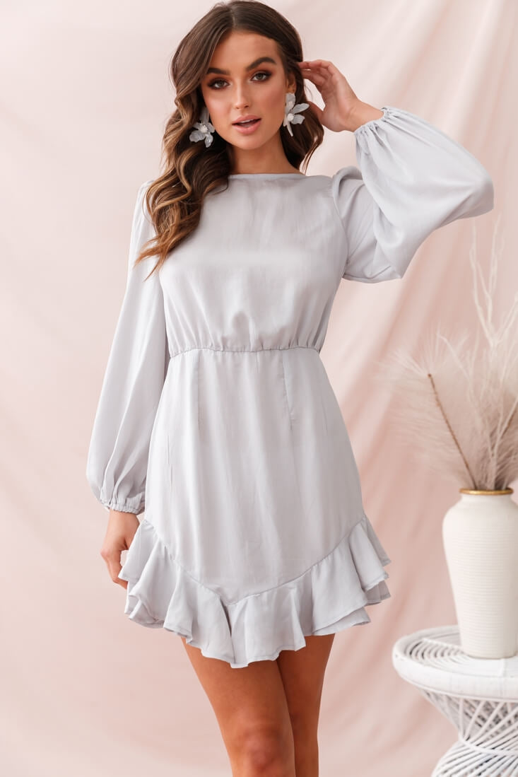 Sydney Double Bow Back Dress Silver-Maymioy