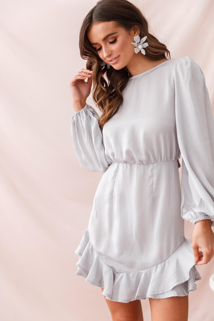 Sydney Double Bow Back Dress Silver-Maymioy