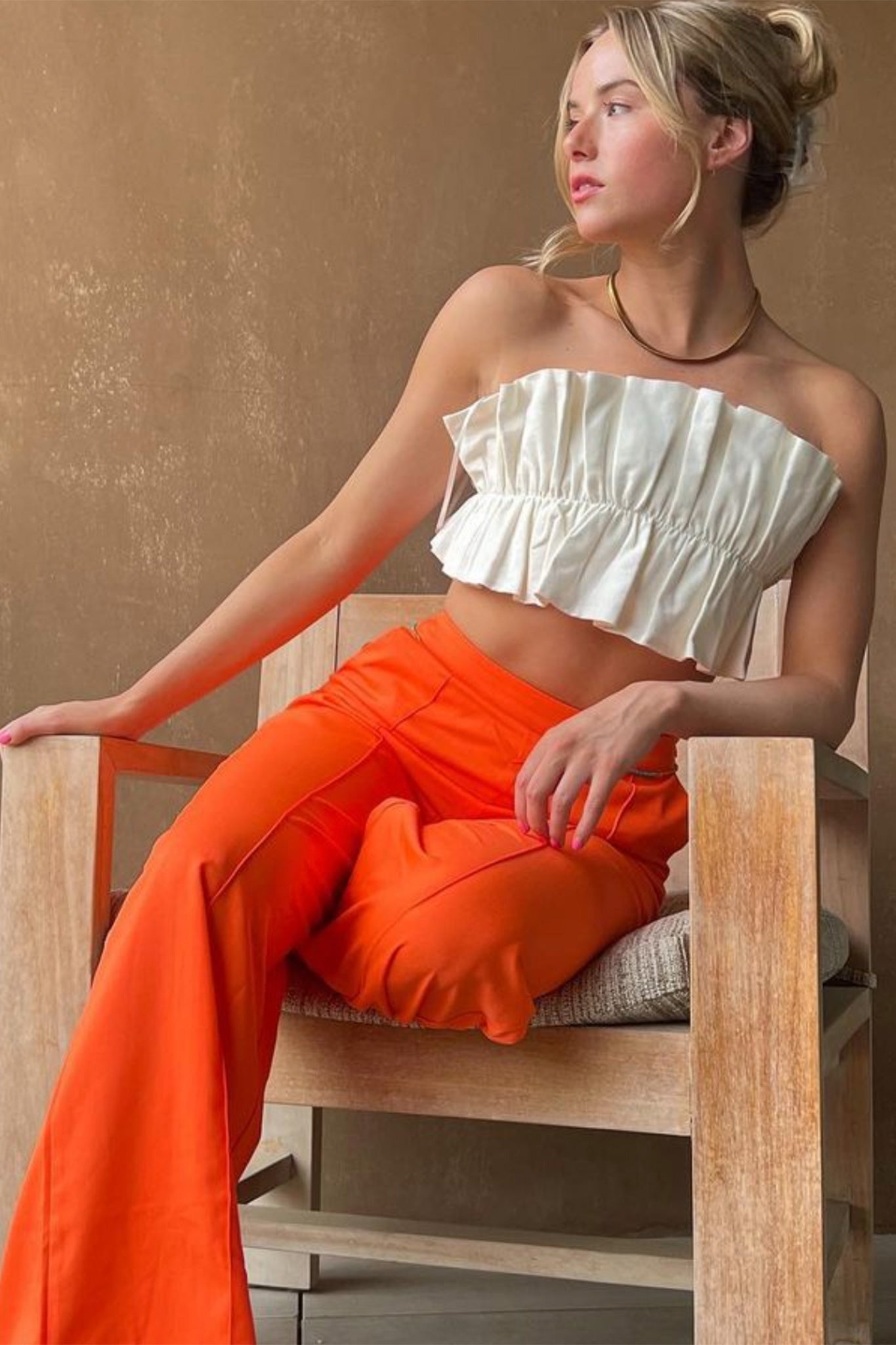 Thea Ruffle Crop Top White-Maymioy