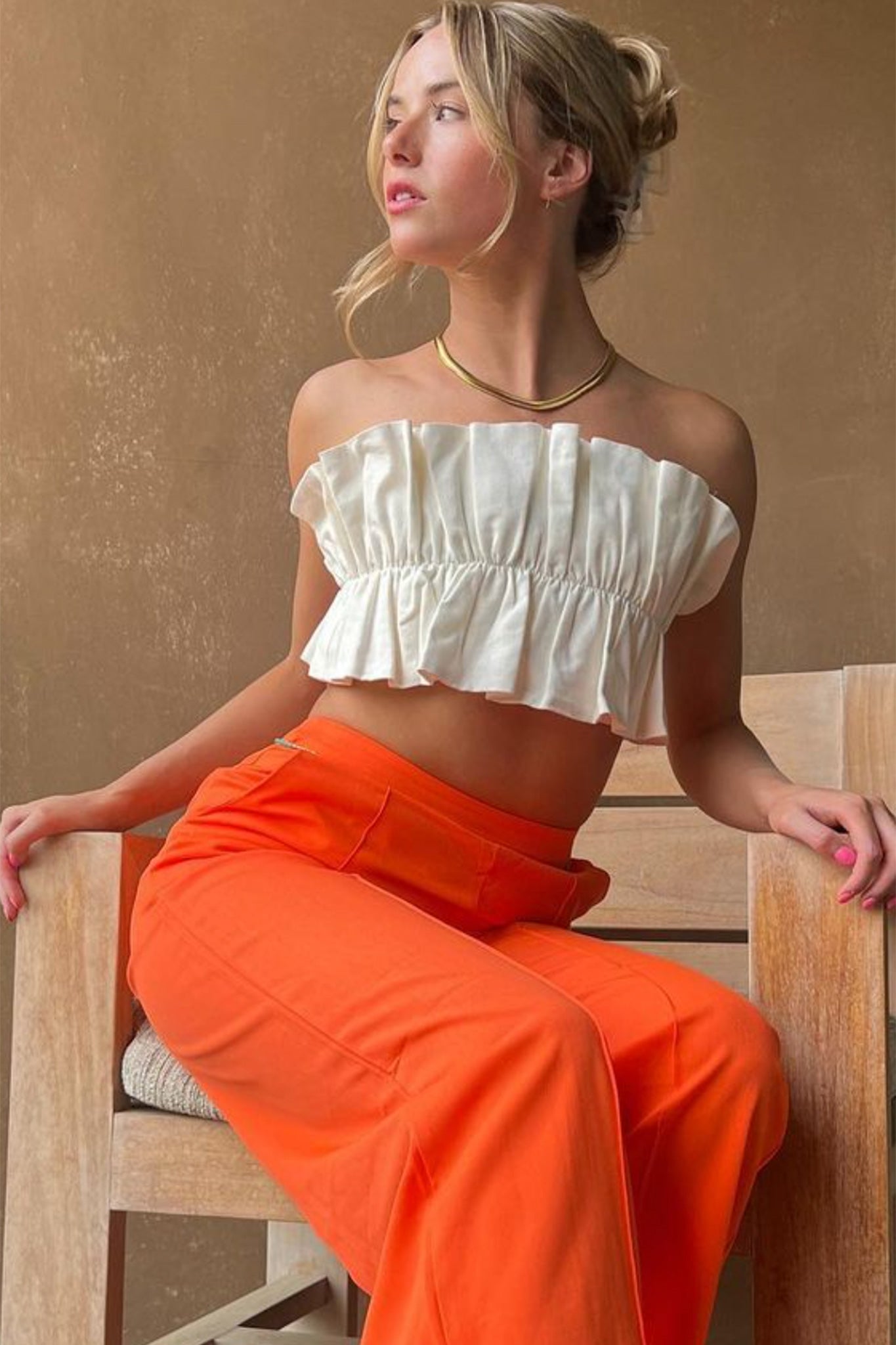 Thea Ruffle Crop Top White-Maymioy