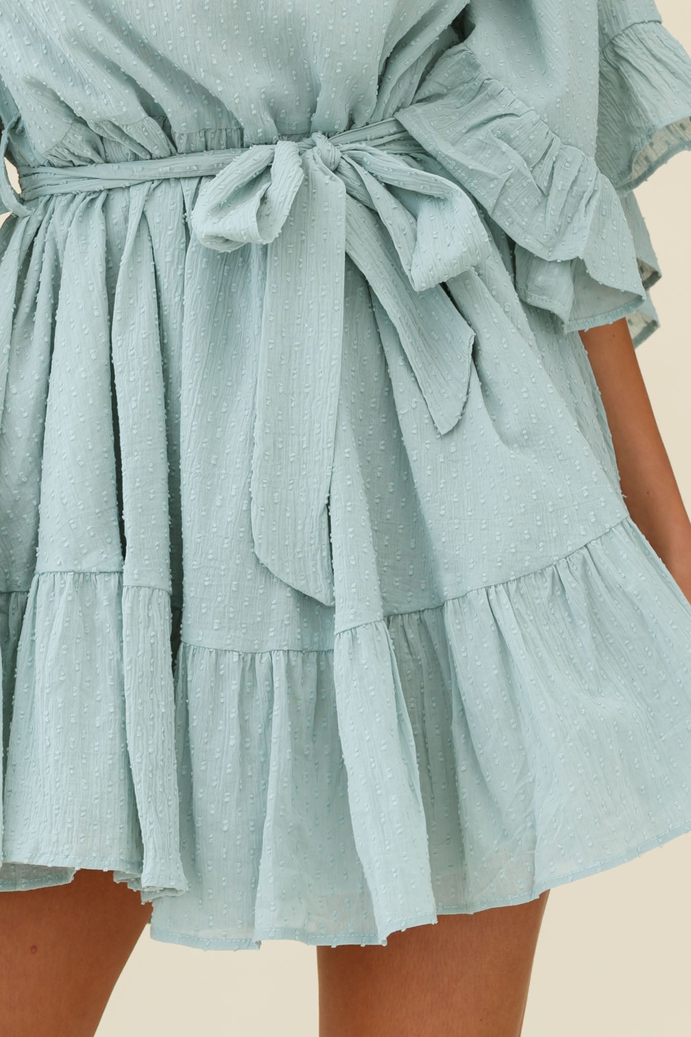Joni Batwing Sleeve Waist Tie Dress Sage-Maymioy