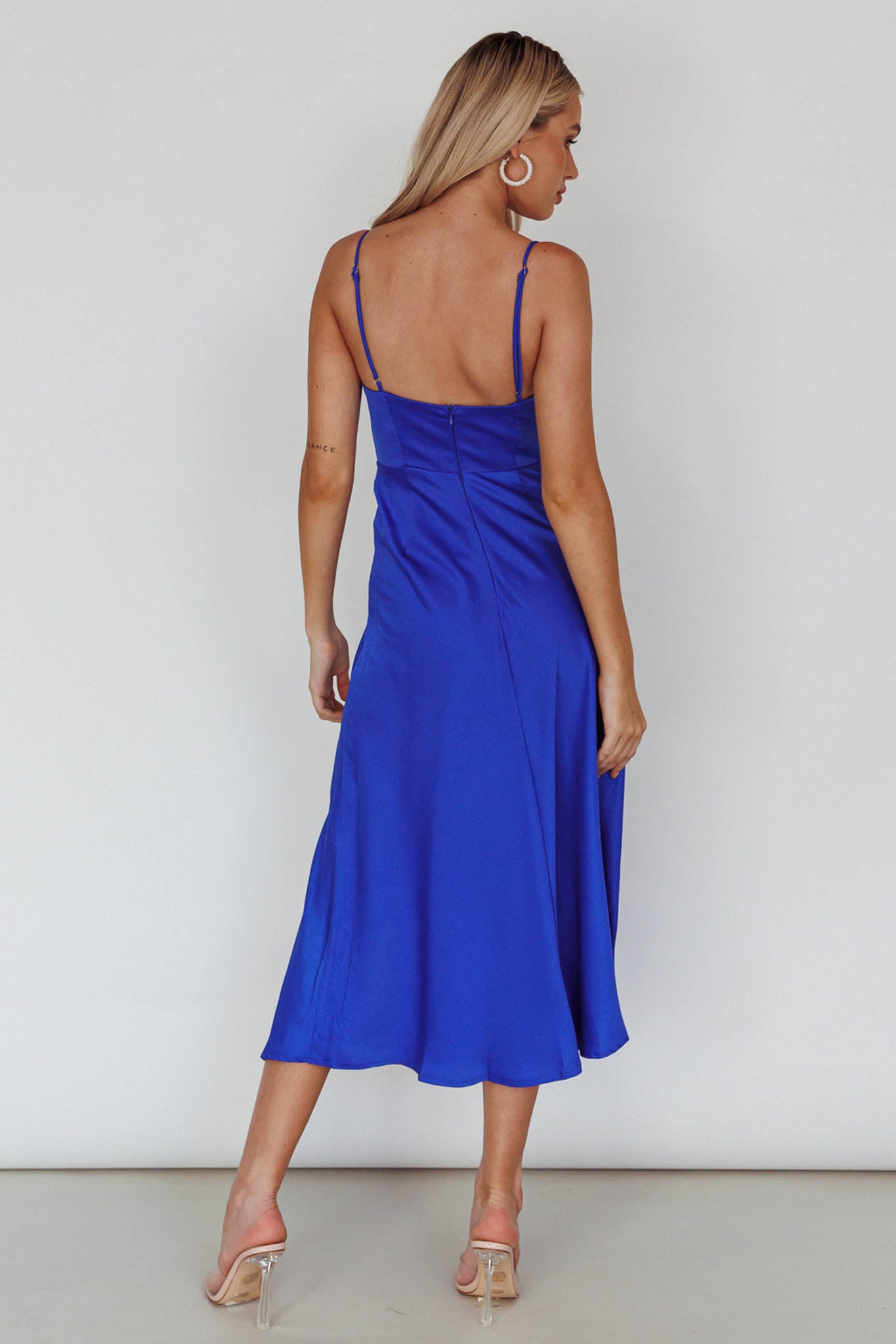 Suki Front Split Midi Dress Royal Blue-Maymioy