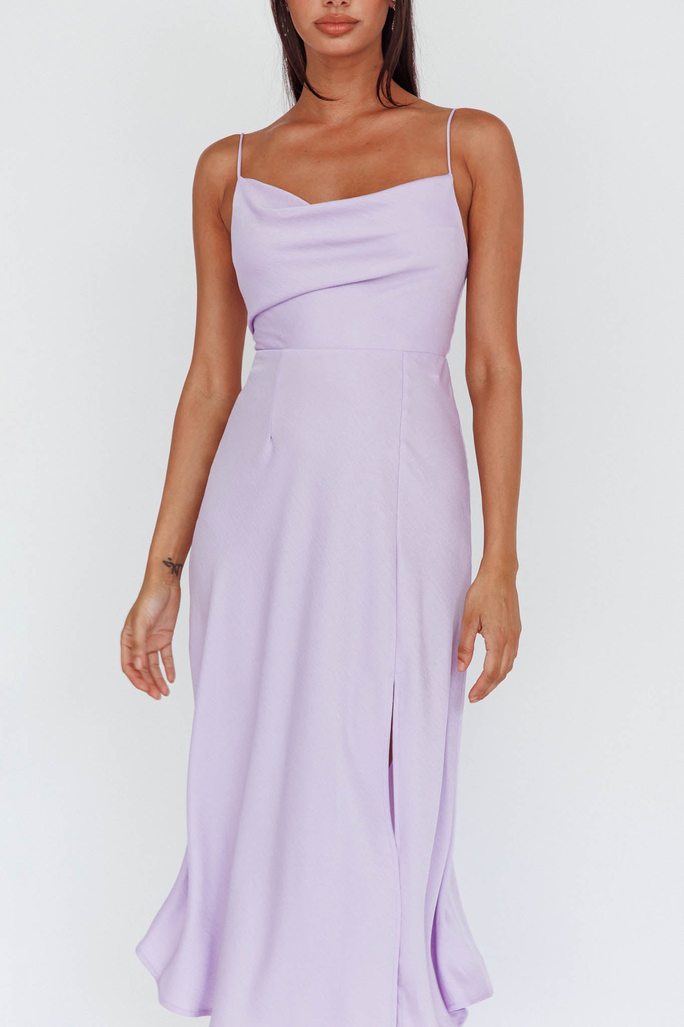 Suki Front Split Midi Dress Lilac-Maymioy