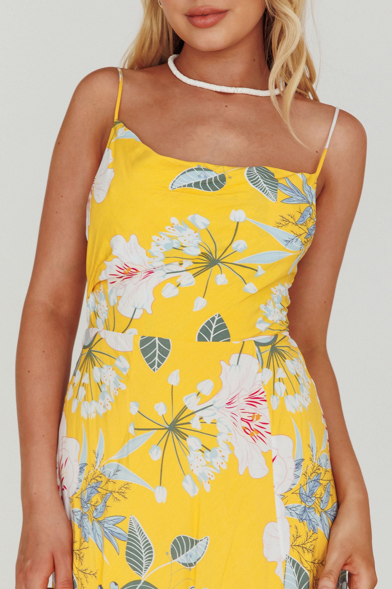 Suki Front Split Midi Dress Lily Mustard-Maymioy