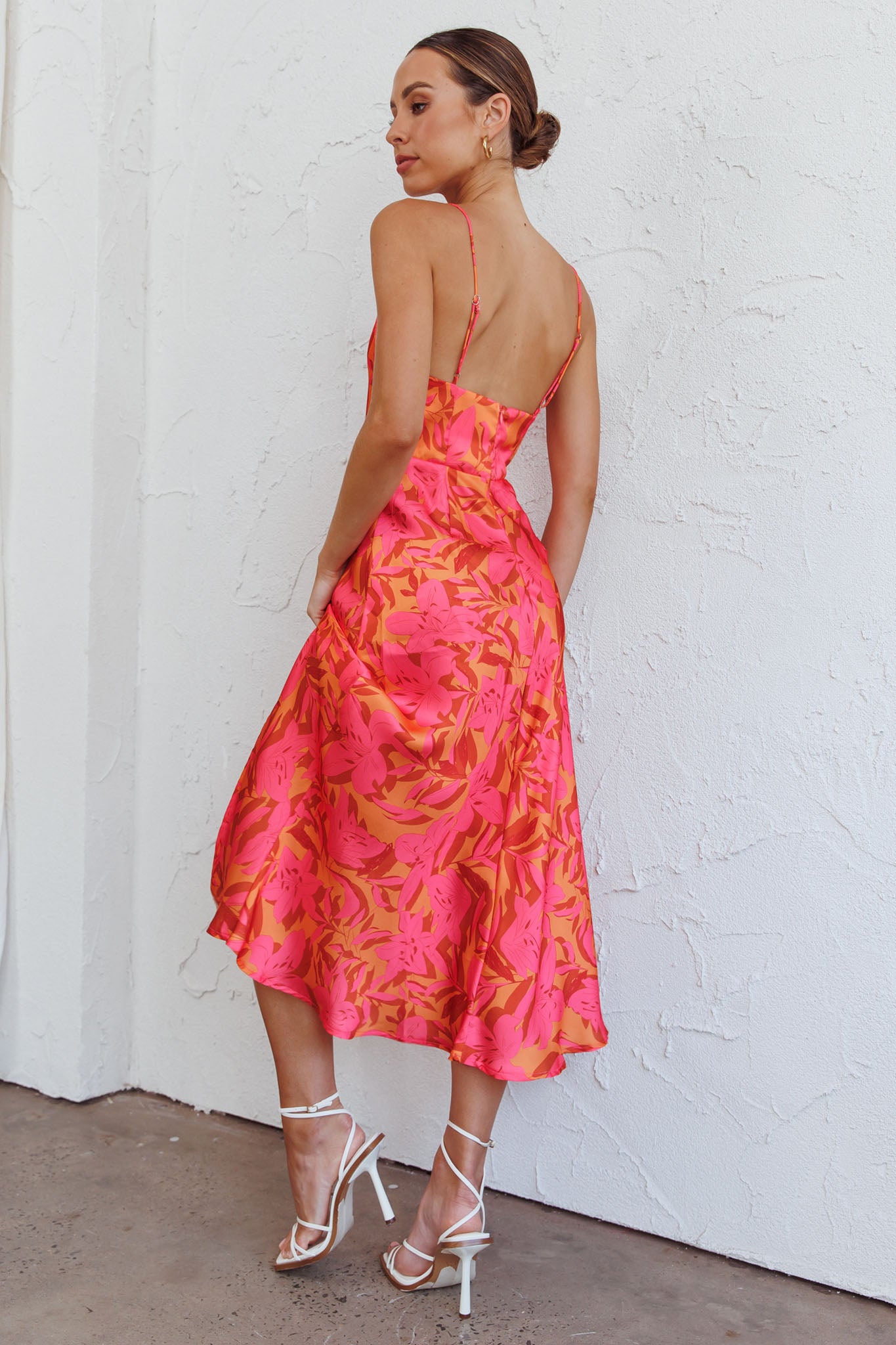 Suki Front Split Midi Dress Lily Pink-Maymioy
