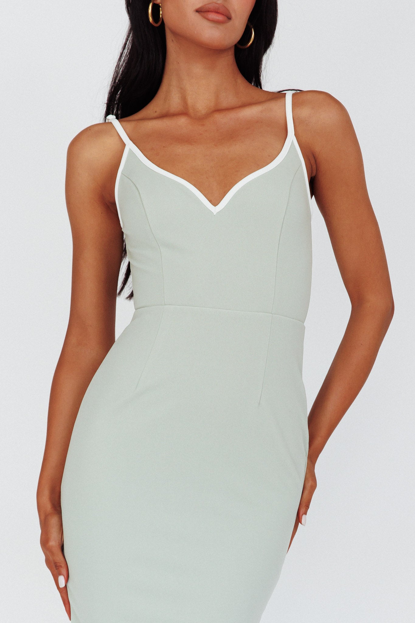 Kandis Low Back Midi Dress Sage-Maymioy